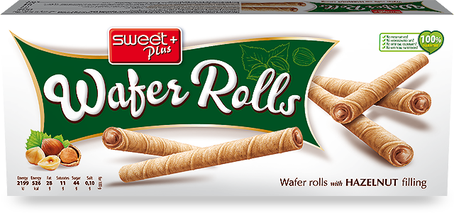 Sweet Plus Wafer Rolls Waffelröllchen Haselnuss 130g