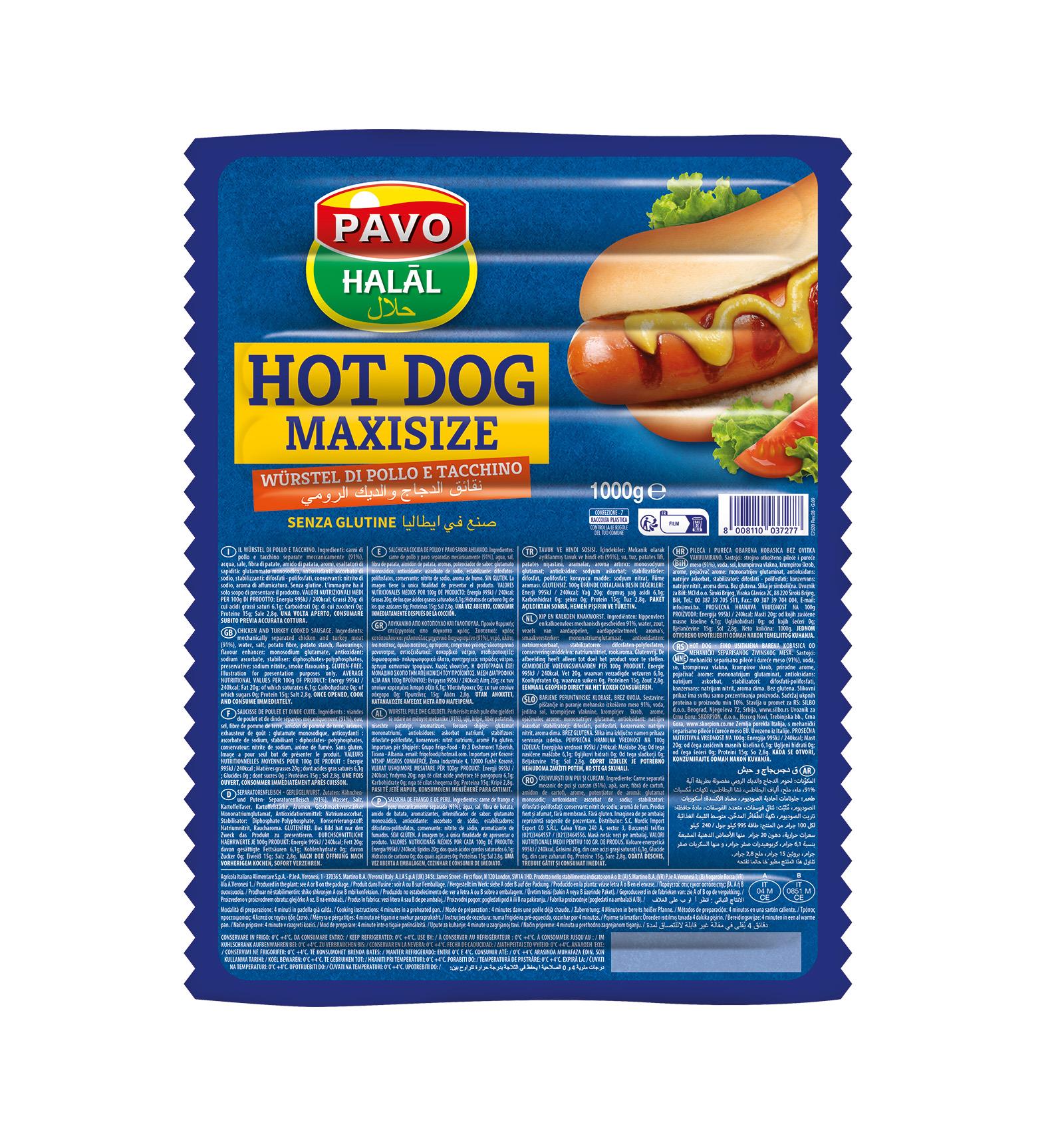 Hot Dog Geflügelwürstchen 1000g Pavo Hot Dog Geflügelwürstchen 1000g Pavo